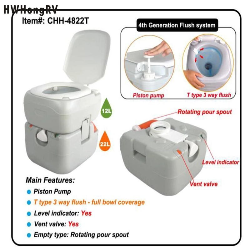 Camping RV Portable Toilet Outdoor RV Cassette Caravan RV Marine Camper Portable Travel Toilet One Piece Wall Mounted Chinese