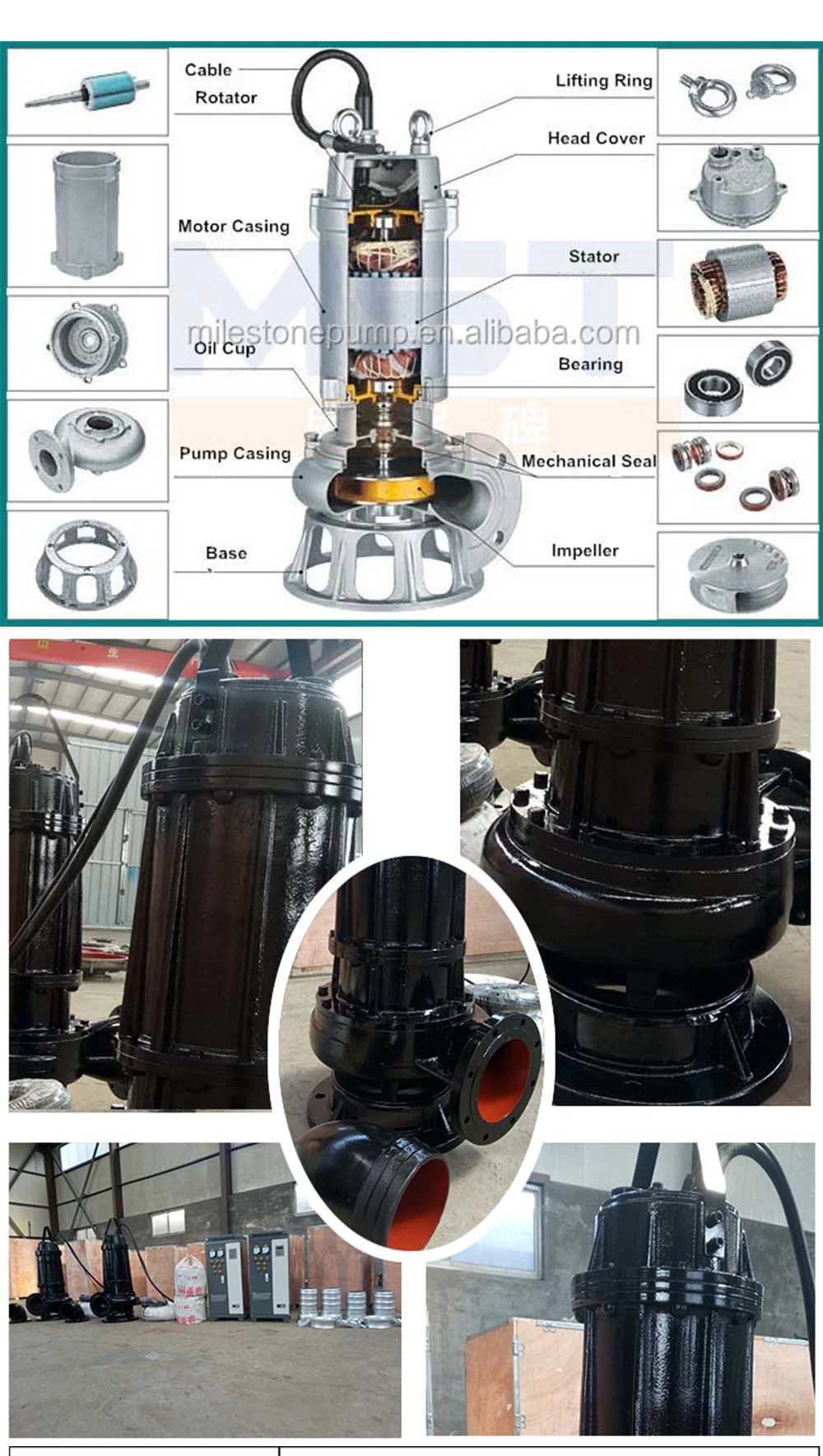 75m Submersible Industrial Macerator Grinder Pumps Dirty Pump Factory