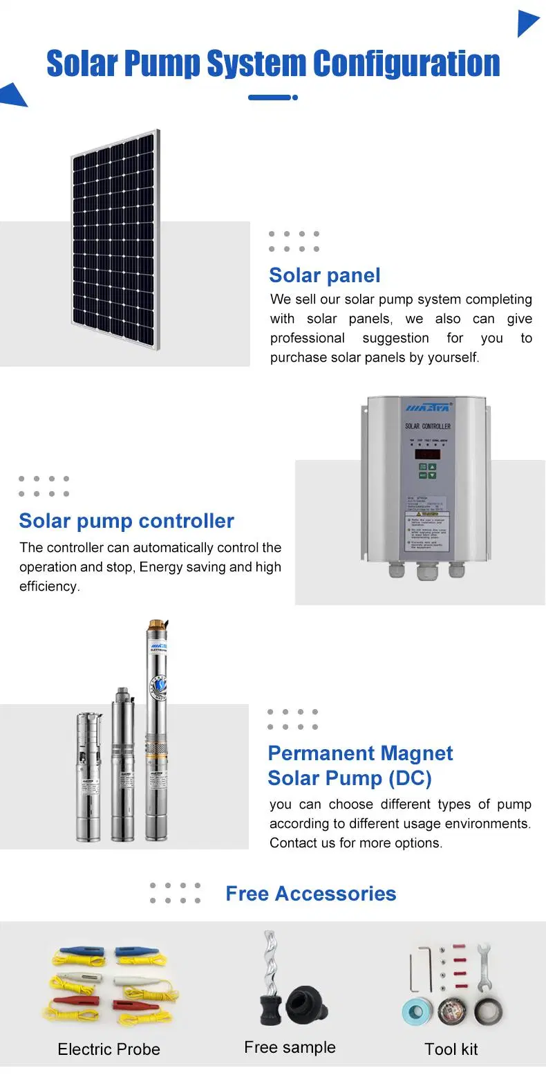 Mastra 3 Inch 300W Solar Borehole Pumps 36V Solar Powered Submersible Water Pumps